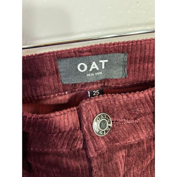 OAT High Rise Skinny Burgundy Corduroy Pants Stretch Fitted Fall Winter Size 25 - Picture 6 of 7